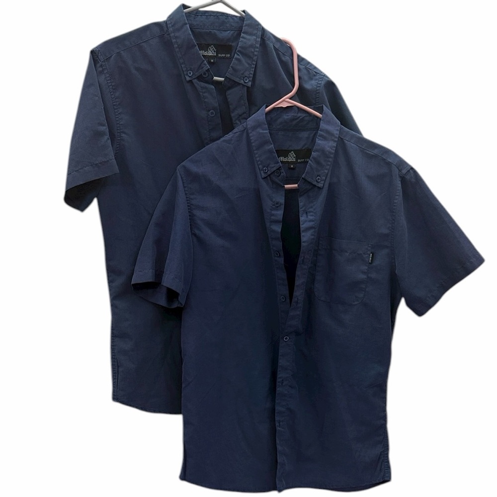 2 Molokai Surf Co Set Mens Blue Short Sleeve Button Up Shirts Medium